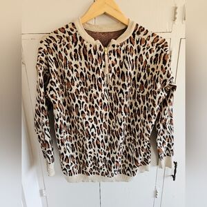H & M pre worn leopard print zip sweater Size L